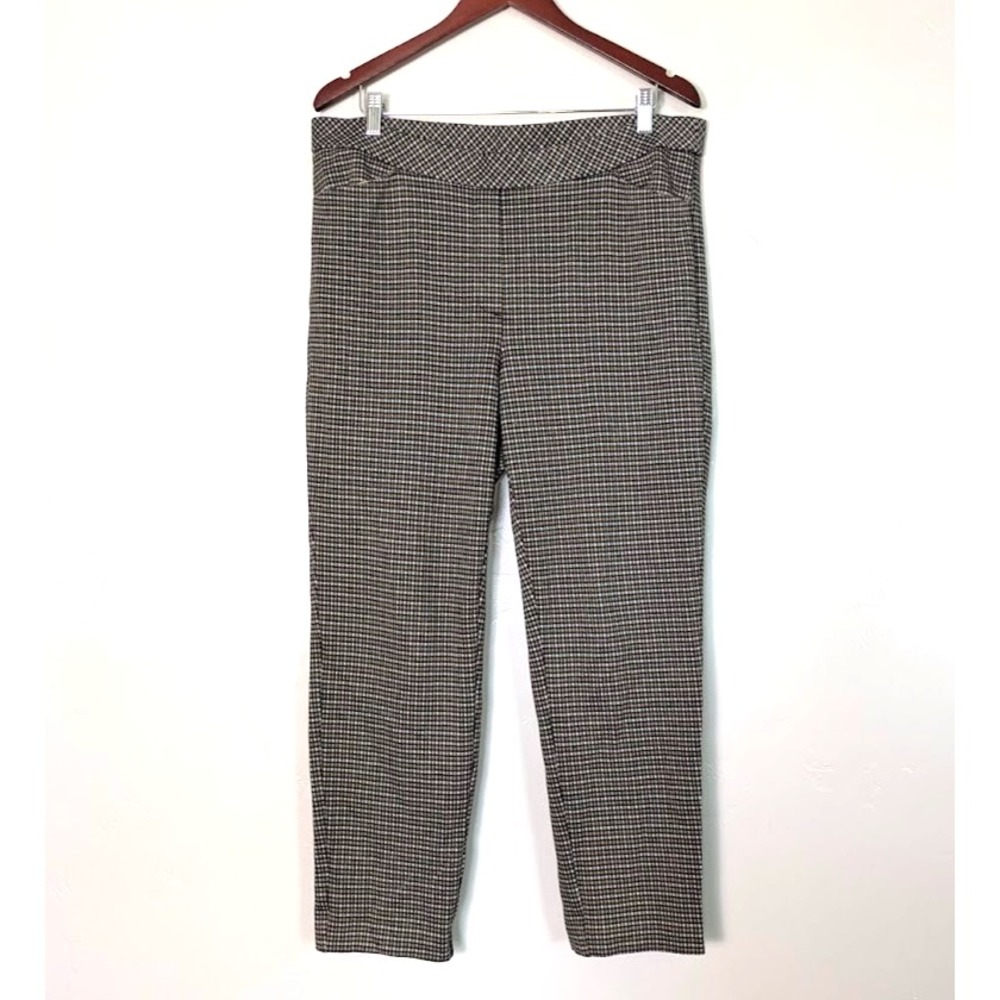 J. Jill Ponte Slim Leg Pants Women XL Petite Brown Houndstooth Check Stretch